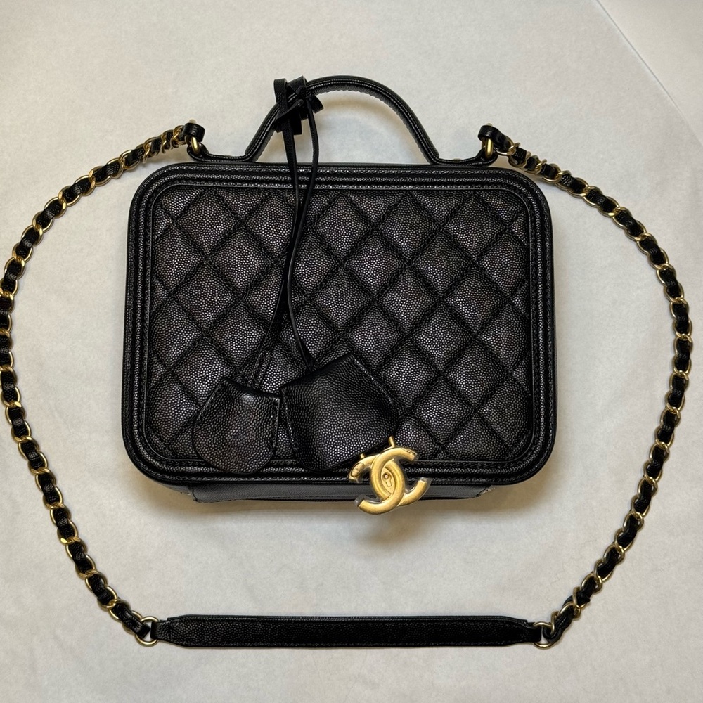 Chanel CC Vanity Case BlackCrossbody Bag with Gold Accents - Picture 12 of 16